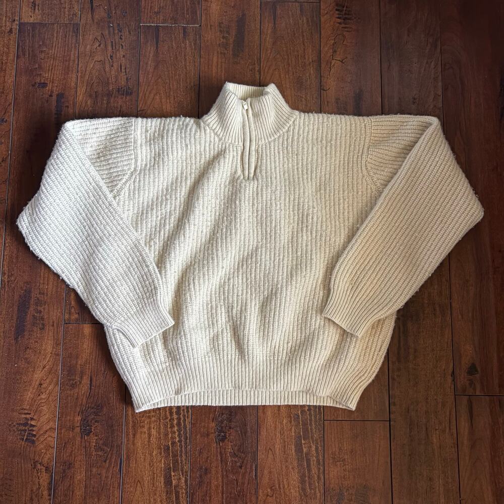 Brandy Melville Knit 1/4 Zip Sweater Womens One Size White Wool Blend Casual